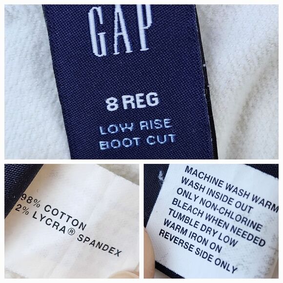 🐞Vintage Gap Ivory Velour Lowrise Bootcut Pants Size 8/29 - Picture 11 of 13